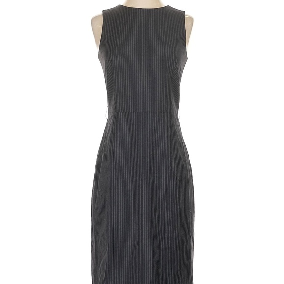 Theory Black Pinstripe Midi Dress - Picture 1 of 5